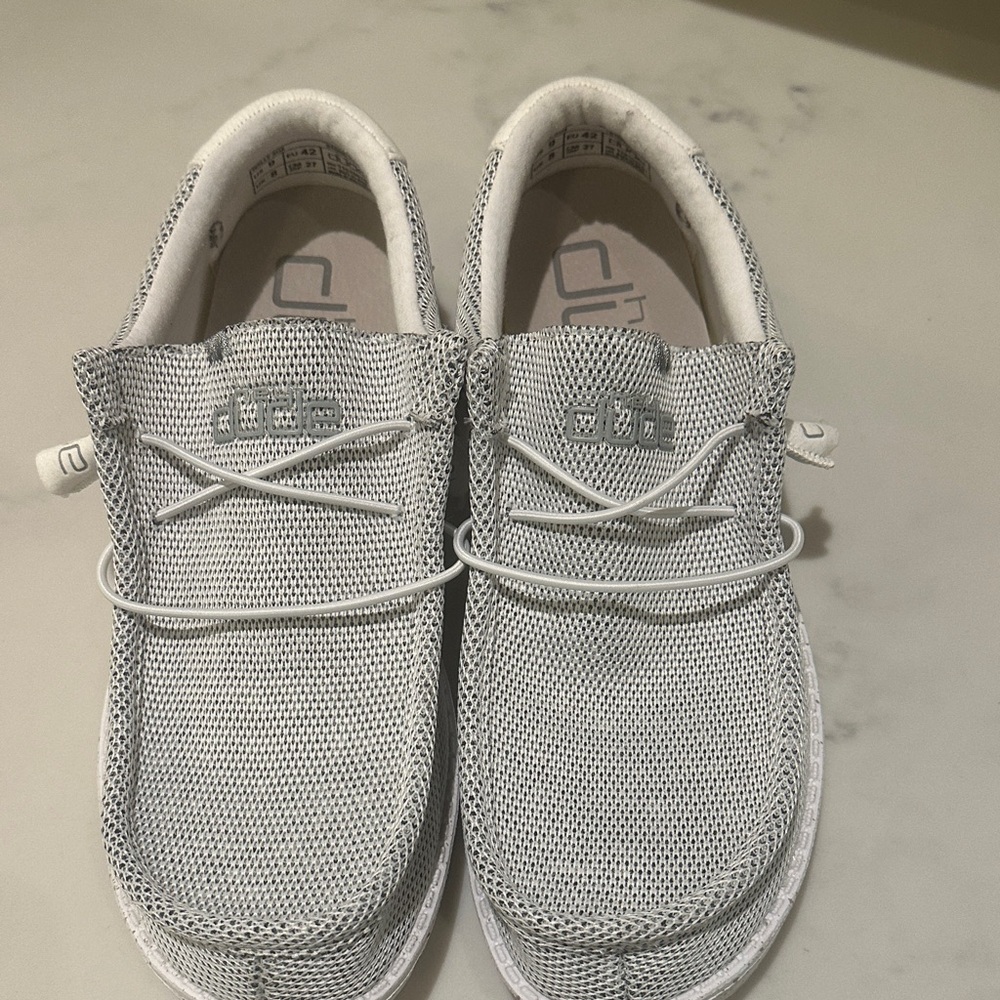 Hey Dude White and Gray Woven Shoes